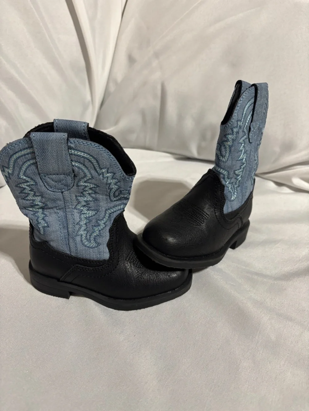 Dream Pairs Black and Light Blue Kids Western Boots